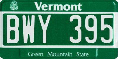 VT license plate BWY395