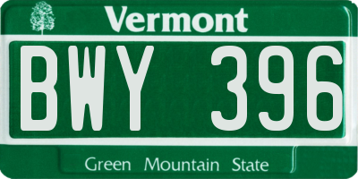 VT license plate BWY396
