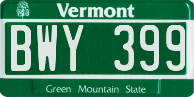 VT license plate BWY399