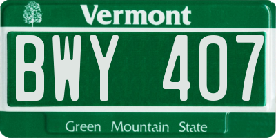VT license plate BWY407