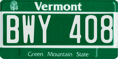 VT license plate BWY408