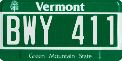 VT license plate BWY411