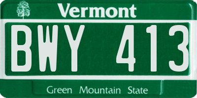 VT license plate BWY413