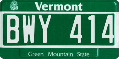 VT license plate BWY414