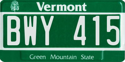 VT license plate BWY415