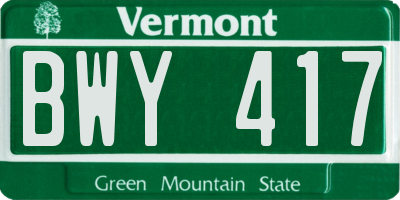 VT license plate BWY417