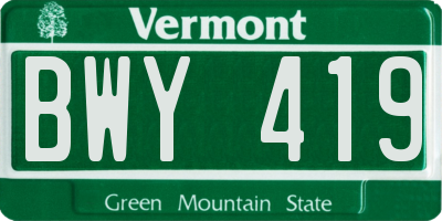 VT license plate BWY419