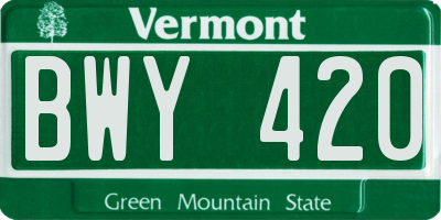 VT license plate BWY420