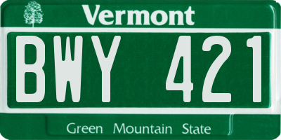 VT license plate BWY421