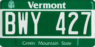 VT license plate BWY427