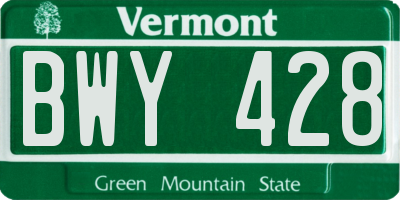 VT license plate BWY428