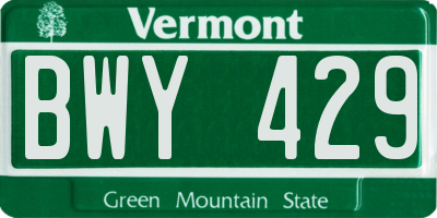 VT license plate BWY429