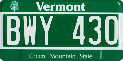 VT license plate BWY430