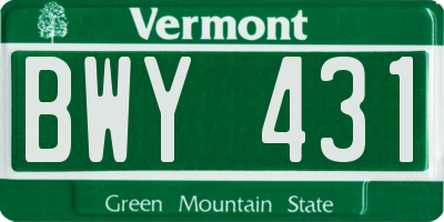 VT license plate BWY431