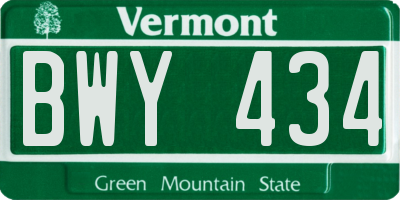 VT license plate BWY434