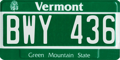 VT license plate BWY436