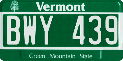 VT license plate BWY439