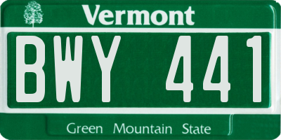 VT license plate BWY441