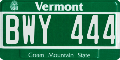VT license plate BWY444