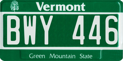 VT license plate BWY446