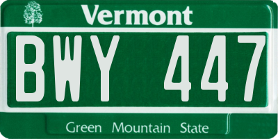VT license plate BWY447