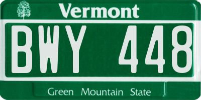 VT license plate BWY448