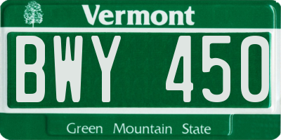 VT license plate BWY450