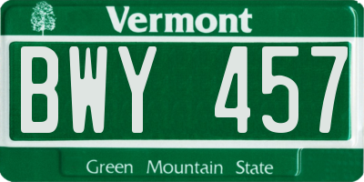 VT license plate BWY457