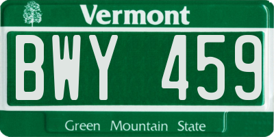 VT license plate BWY459