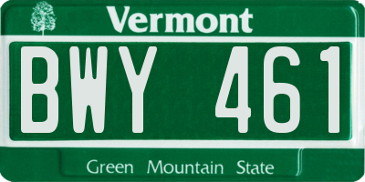 VT license plate BWY461