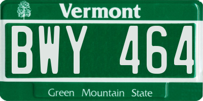 VT license plate BWY464