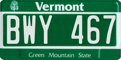 VT license plate BWY467