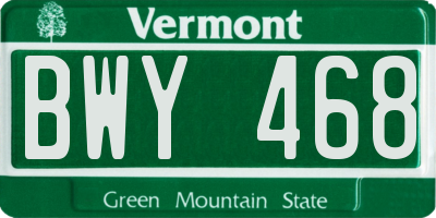 VT license plate BWY468