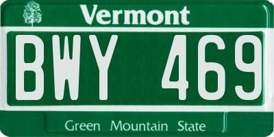 VT license plate BWY469