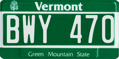 VT license plate BWY470