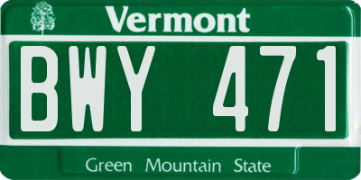 VT license plate BWY471