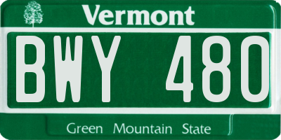 VT license plate BWY480