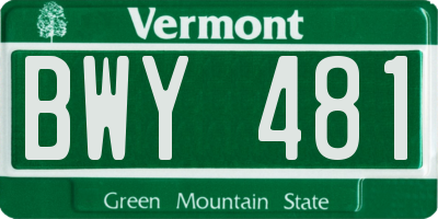 VT license plate BWY481