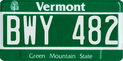 VT license plate BWY482