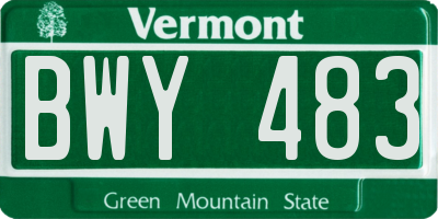 VT license plate BWY483
