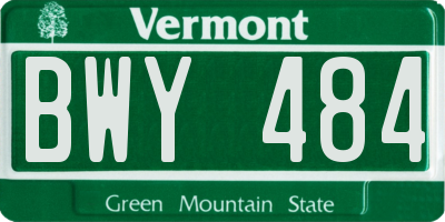 VT license plate BWY484