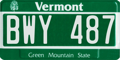 VT license plate BWY487