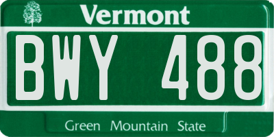 VT license plate BWY488