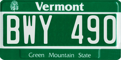 VT license plate BWY490
