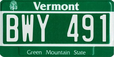 VT license plate BWY491