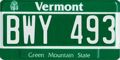 VT license plate BWY493