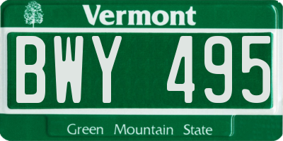 VT license plate BWY495