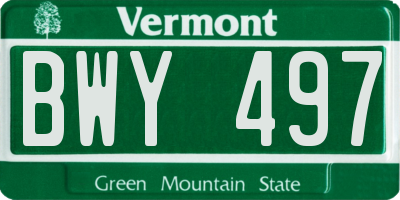 VT license plate BWY497