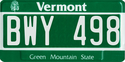 VT license plate BWY498