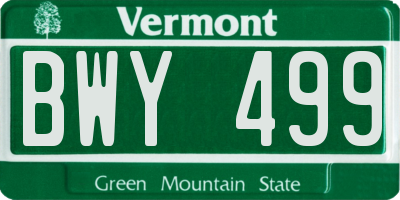 VT license plate BWY499